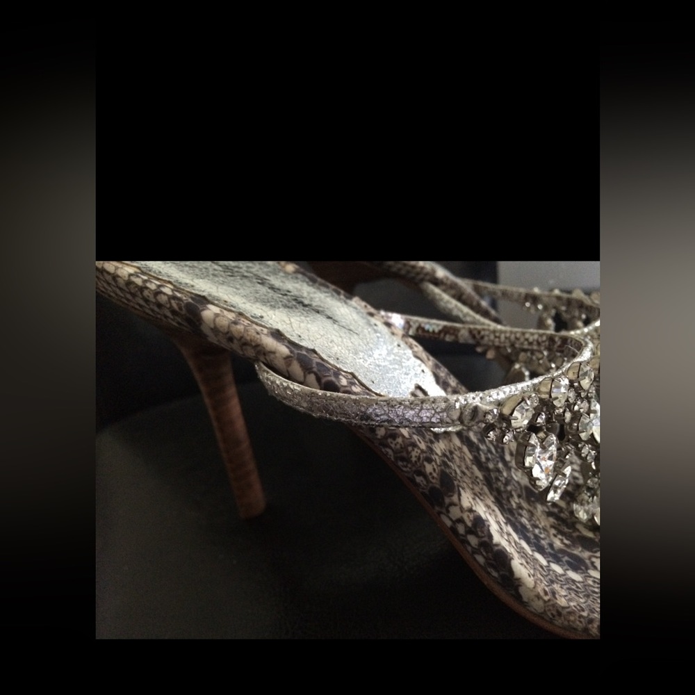 Beverly Feldman Silver Python / Rhinestone Sandal - image 3